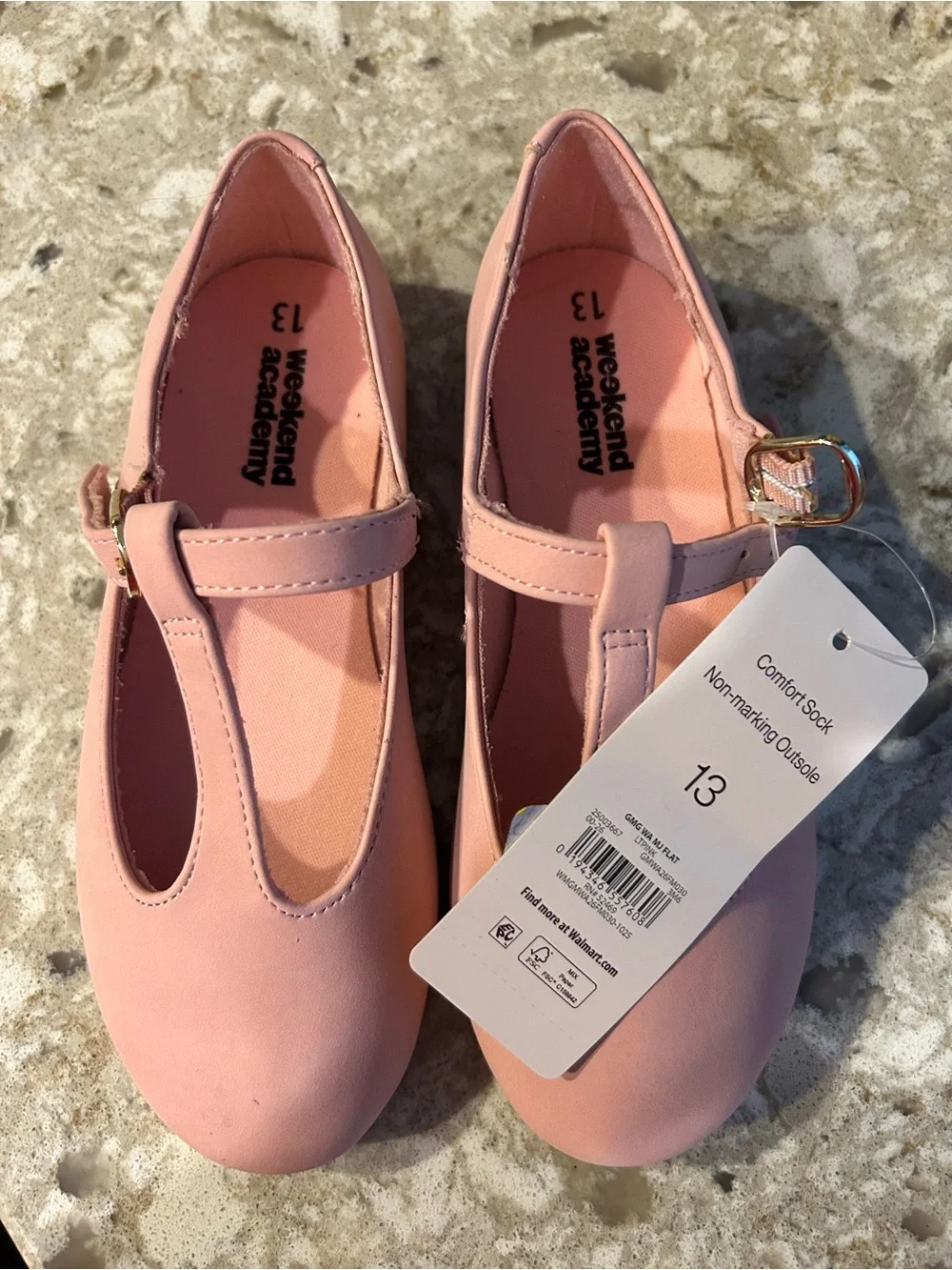 Girls' Pink T-Strap flat Dress Shoes